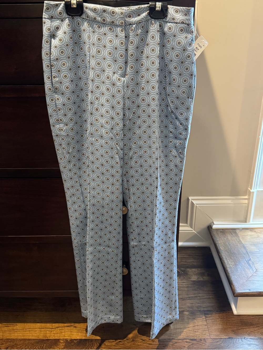 Elie Tahari Light Blue Geometric-Print Trousers